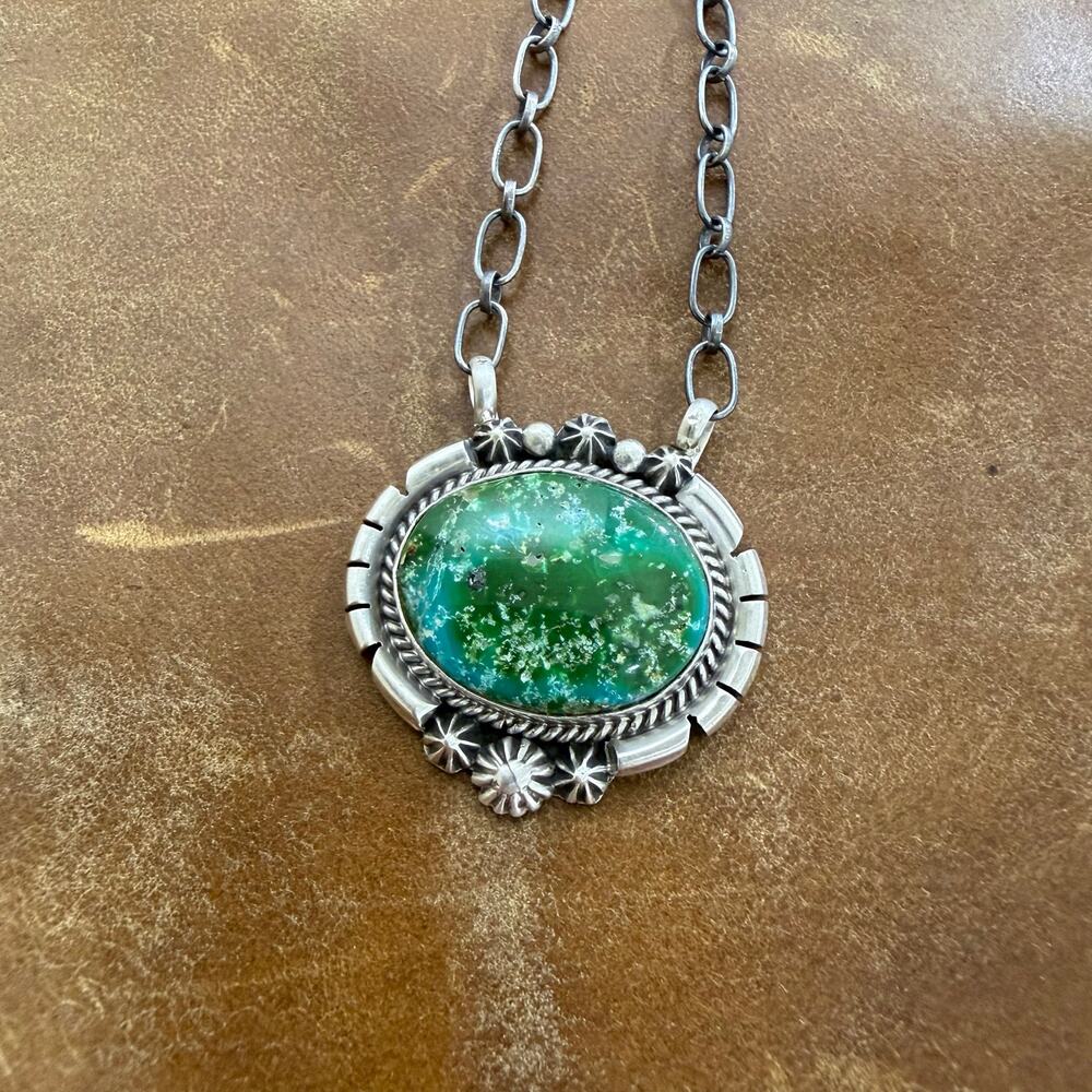 Native American Turquoise & Sterling Silver Necklace by Sam Yellowhair